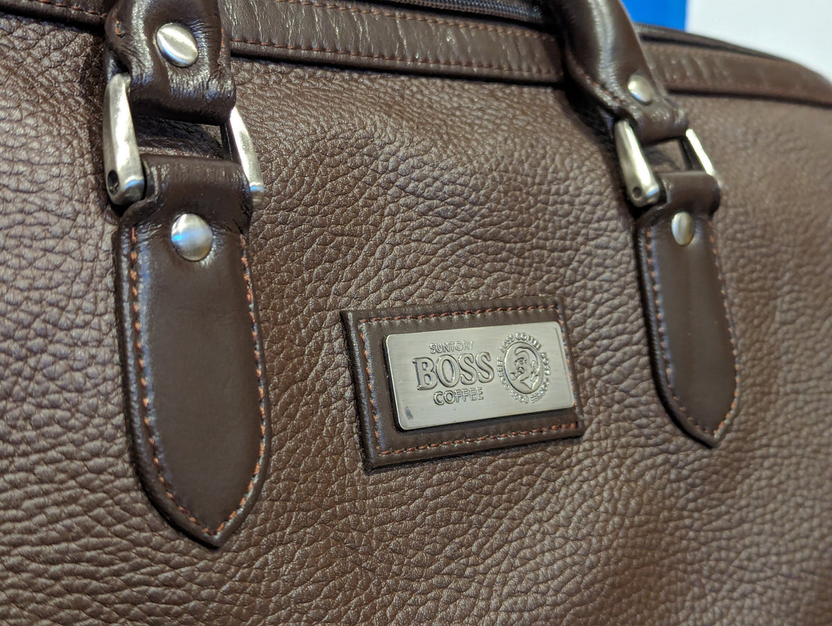 Boss Coffee Leather Duffle Bag - Badge