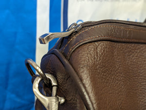 Zipper close-up of Boss Coffee Leather Duffle Bag