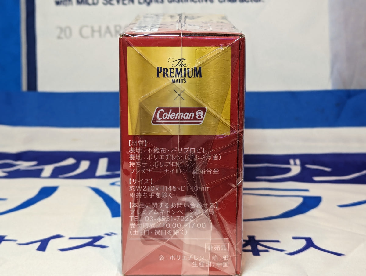 Side of box for Coleman x The Premium Malts Cooler Bag